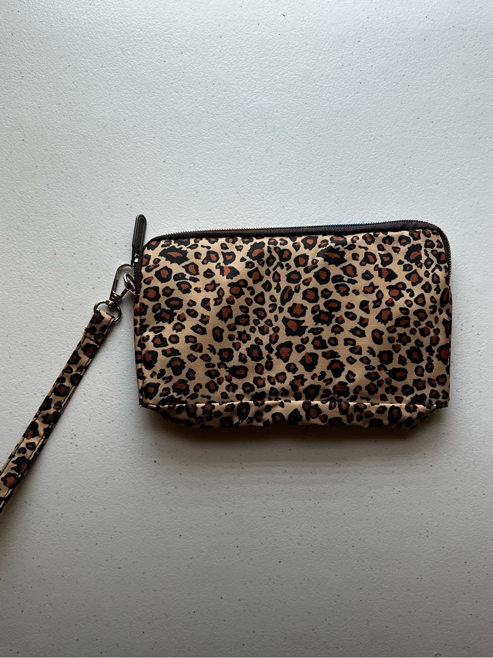 Leopard Print Wristlet Clutch in Tan and Black